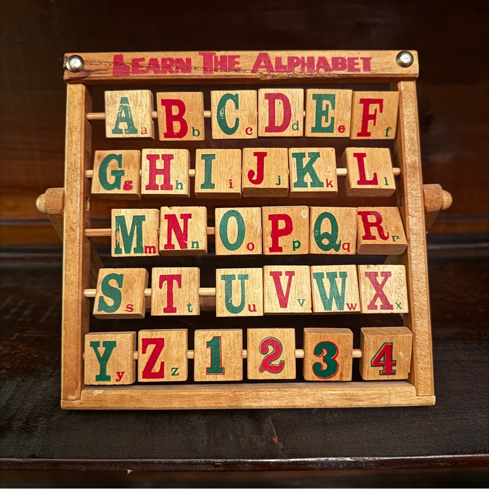 Vintage Wooden Alphabet Abacus Learning Toy